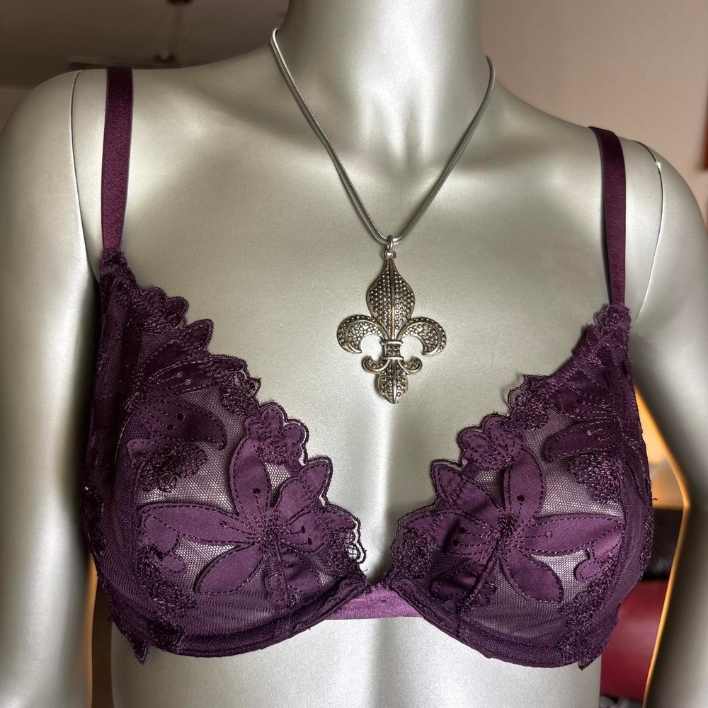Victoria's Secret Y2K Plum Floral Lace Demi Bra 36C 🧞♀️